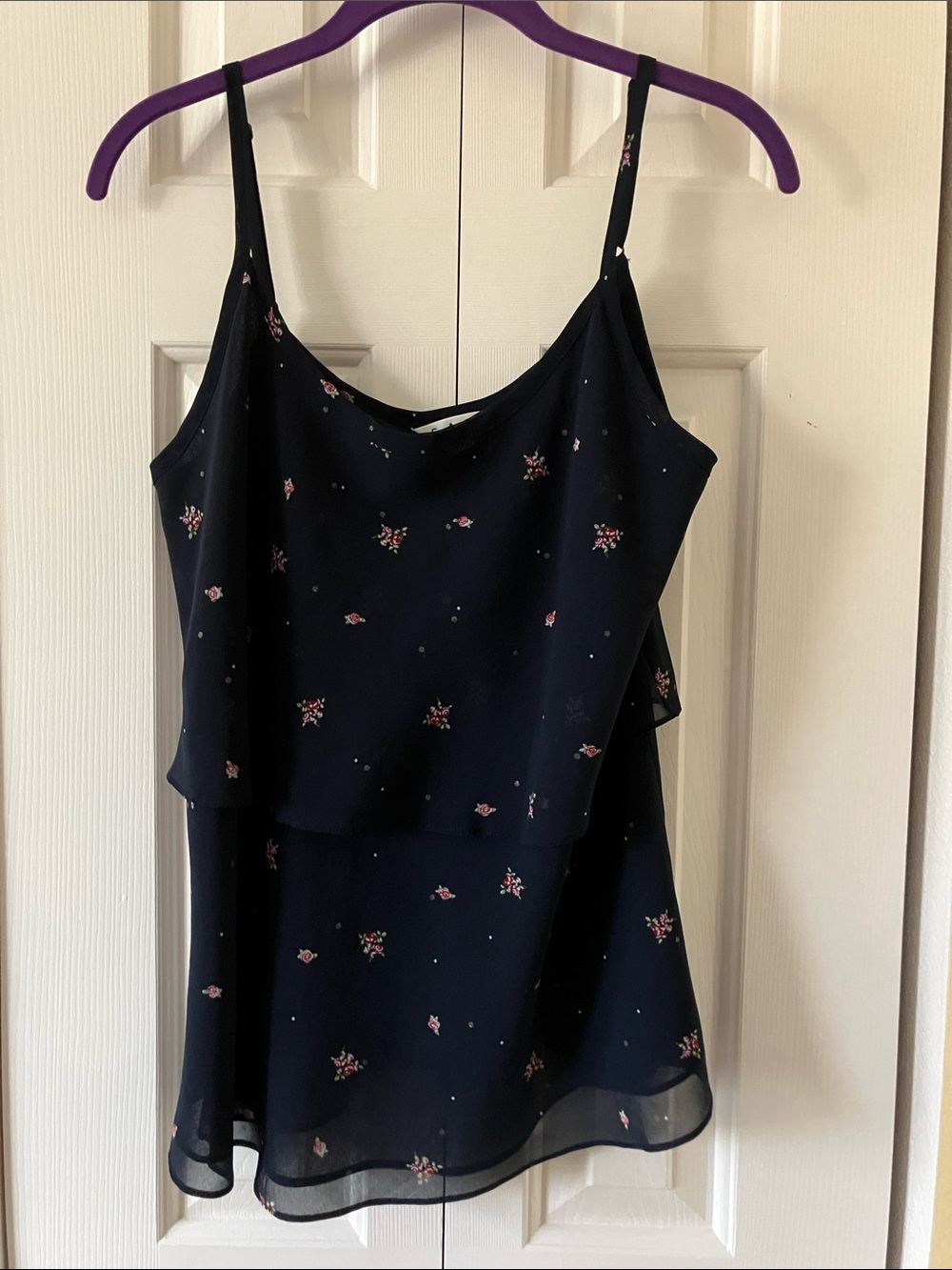 CAbi Navy Floral Double-Layer Cami
